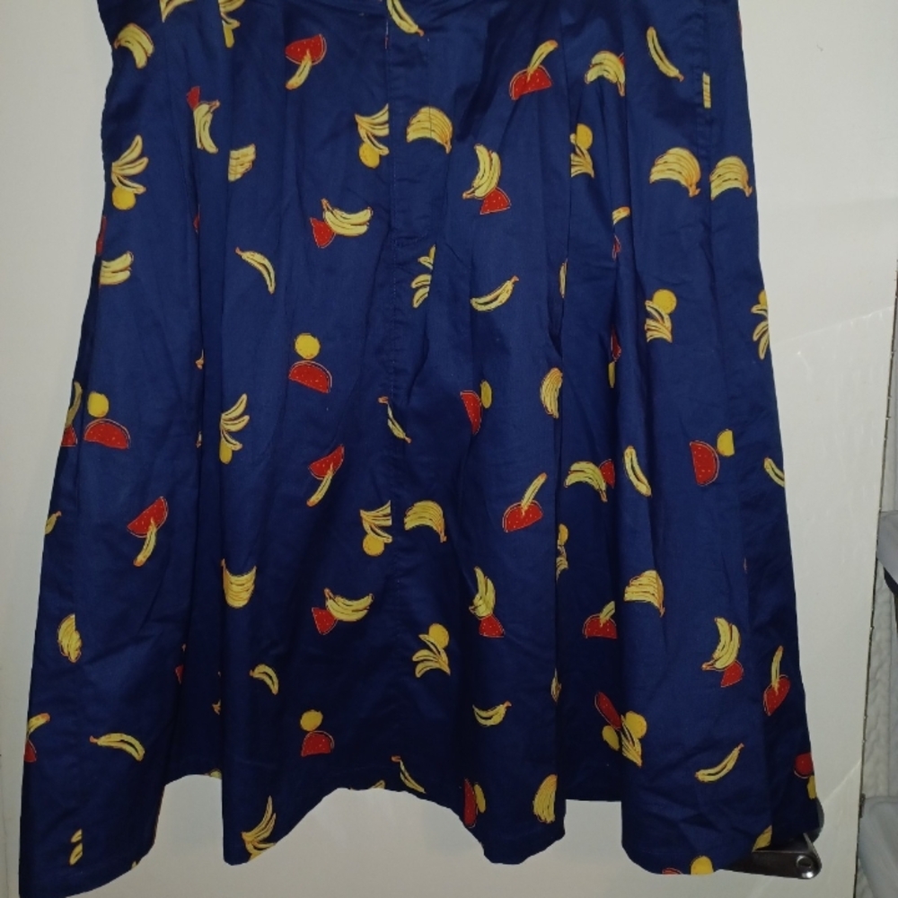 Modcloth Navy Skirt with Fruit Accents